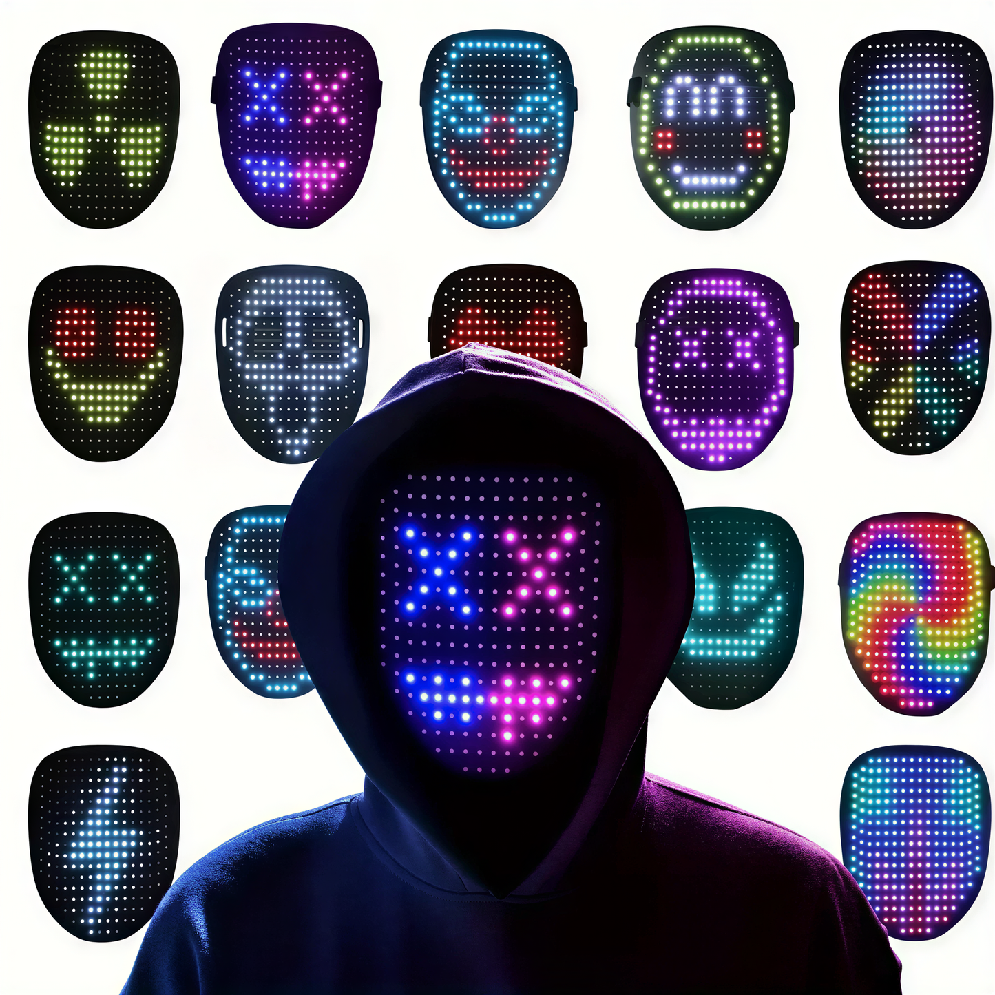 detail view of App-Controlled LED Face Mask, retrofuture