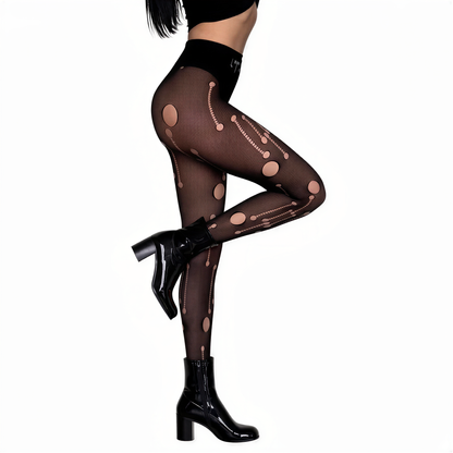detail view of Gothic Tattoo Fishnet Tights, cyberpunk