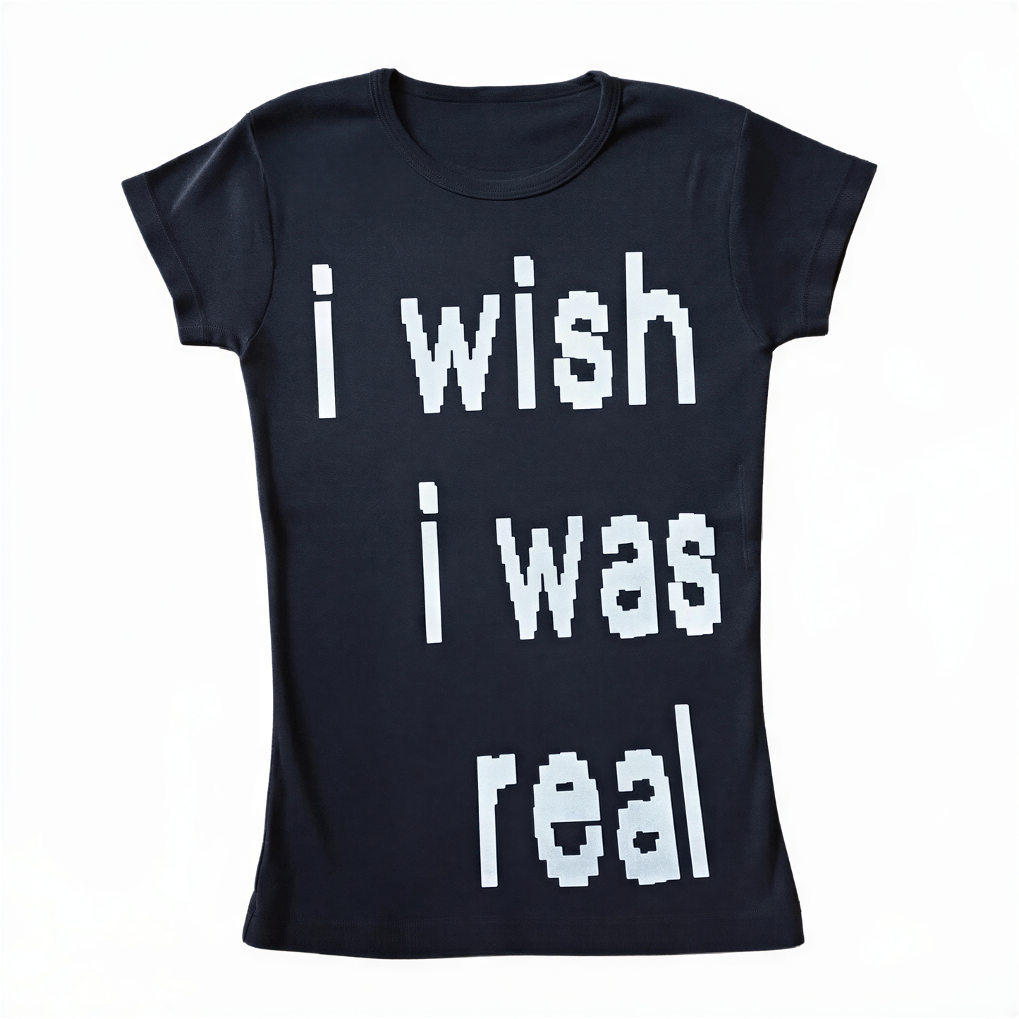 "I Wish I Was Real" Pixel Crop Tee in S — festival fashion