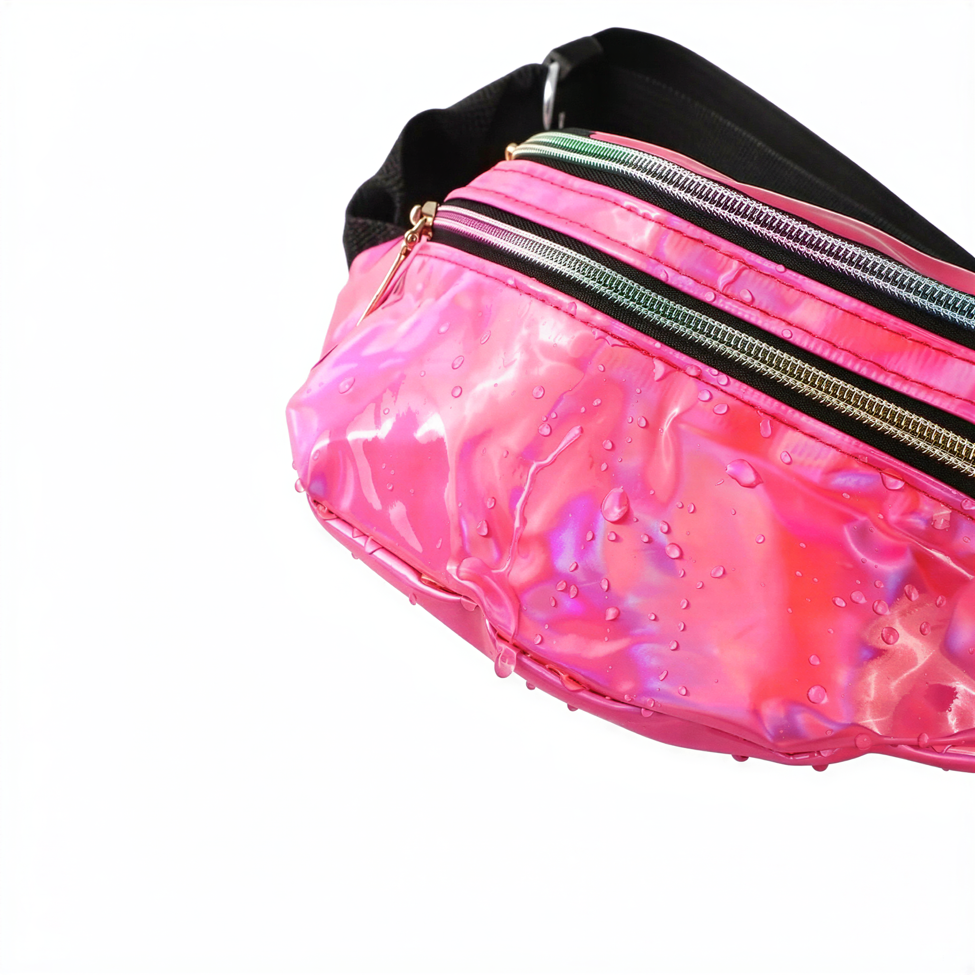 styling shot of Holographic Fanny Pack, cyberpunk