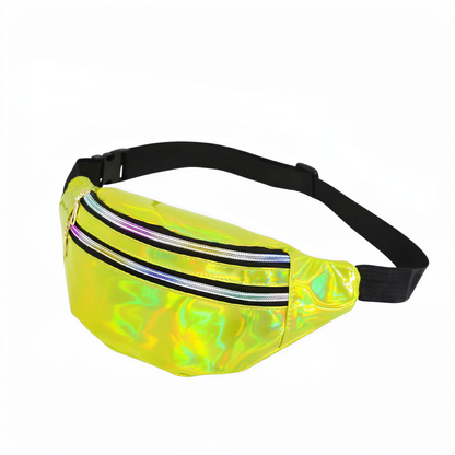 styling shot of Holographic Fanny Pack, cyberpunk
