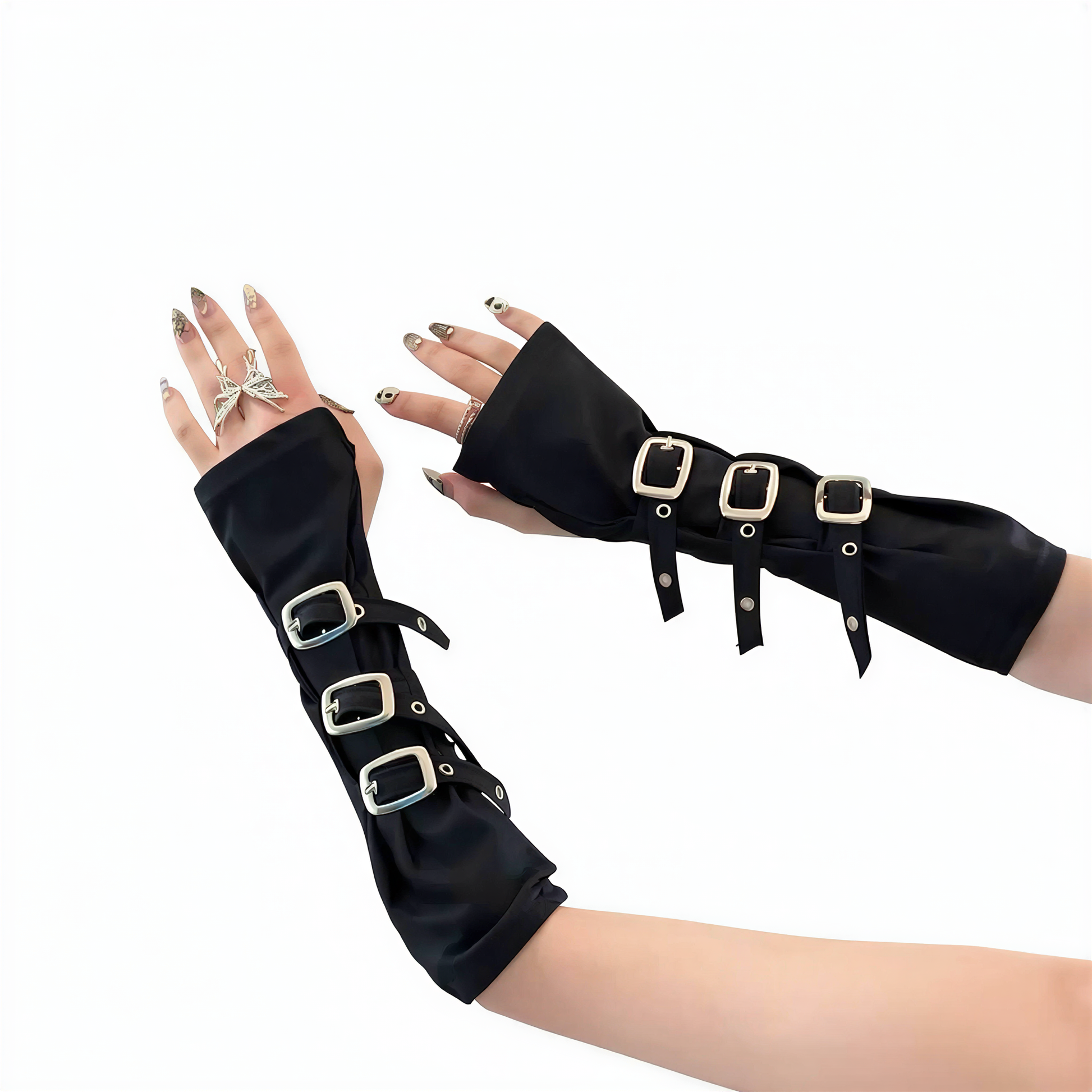 styling shot of Rivet Punk Arm Sleeves, alt