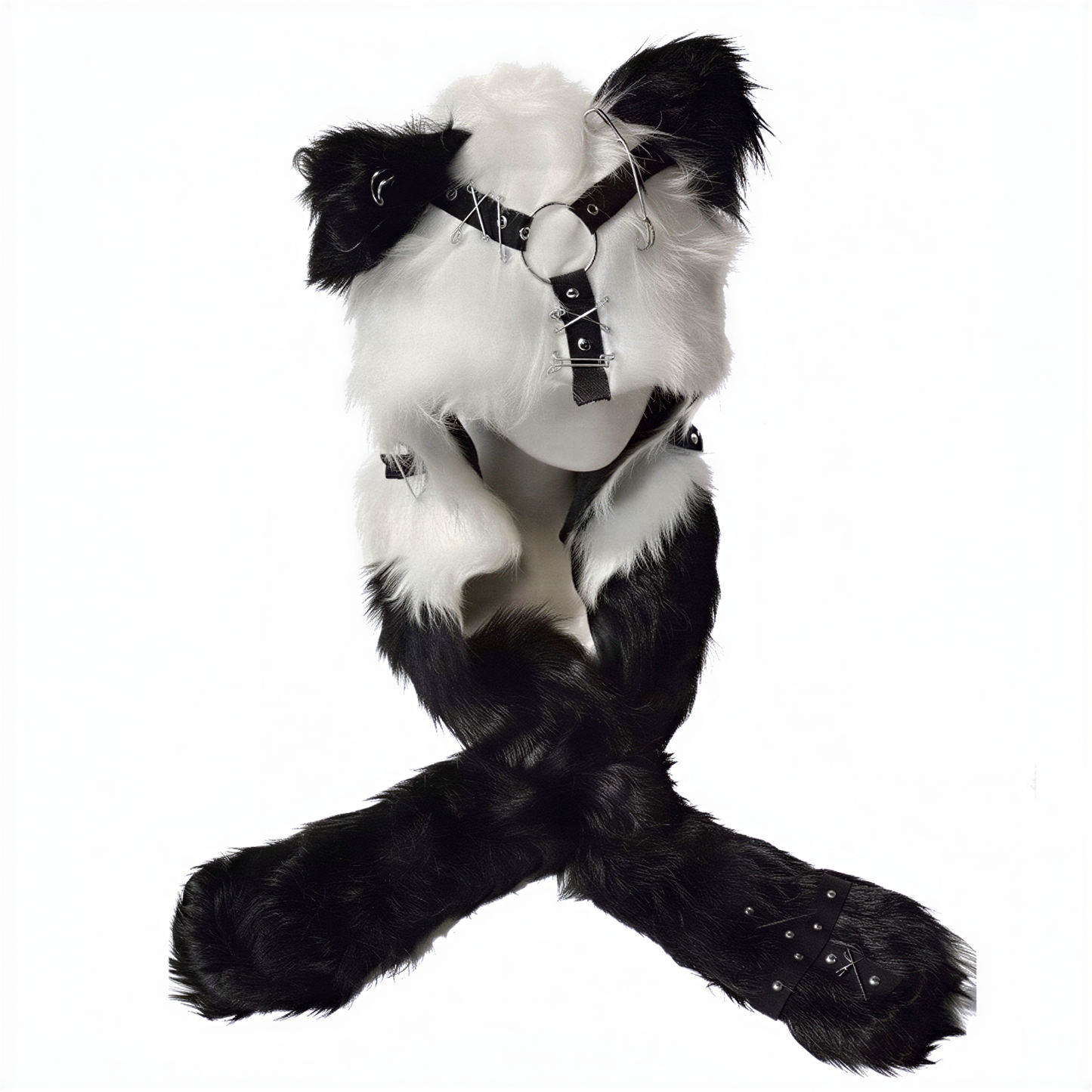 Alt 3-in-1 Fluffy Goth Hood in d — festival fashion
