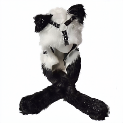 Alt 3-in-1 Fluffy Goth Hood in d — festival fashion
