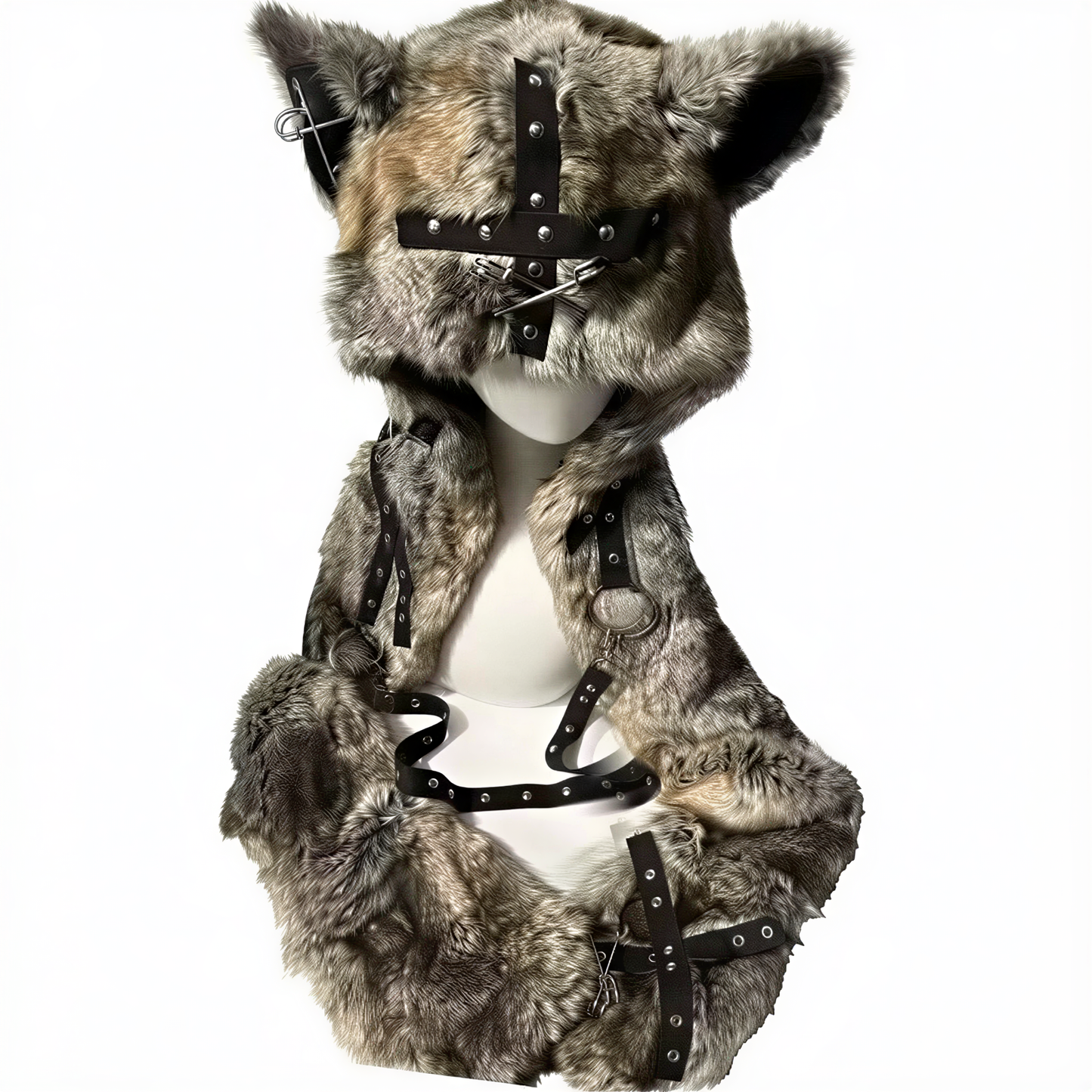 Alt 3-in-1 Fluffy Goth Hood in f — festival fashion