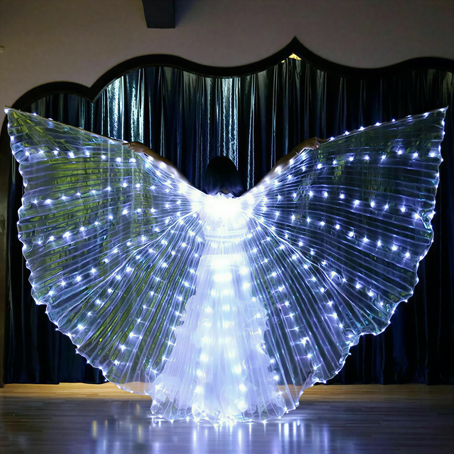 LED Butterfly Wing Cloak in White — cyberpunk