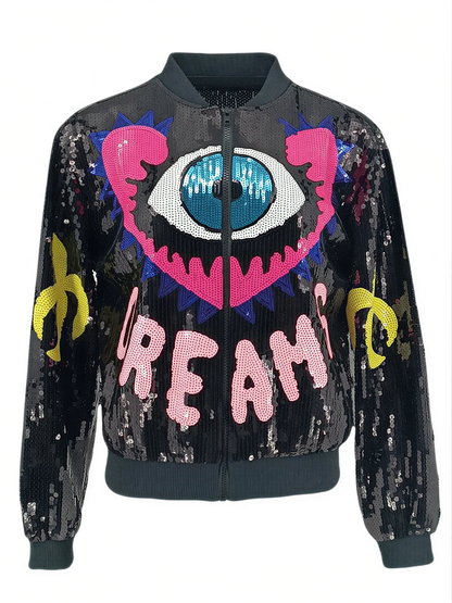 Evil Eye Sequin Bomber